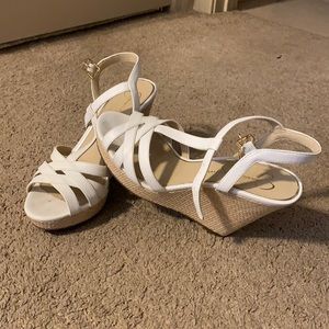 Jessica Simpson White Wedge Heels